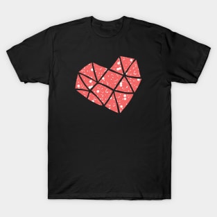 Love the world: Red heart with white paint spatters T-Shirt